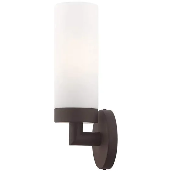 Aero 11 3/4 "High Bronze Metal and White Glass Wall Sconce - # 98K22 | Lamps Plus