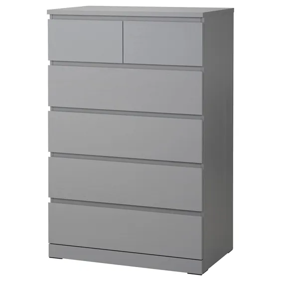 کمد 6 کشو MALM ، رنگ آمیزی خاکستری ، 31 1 / 2x48 3/8 "- IKEA