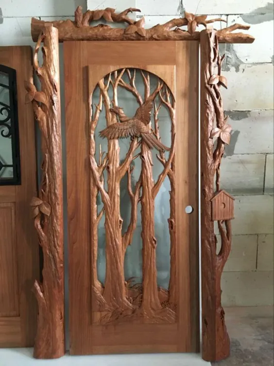 درب چوبی منبت کاری شده EH5002 - درب های سفارشی Monarch
