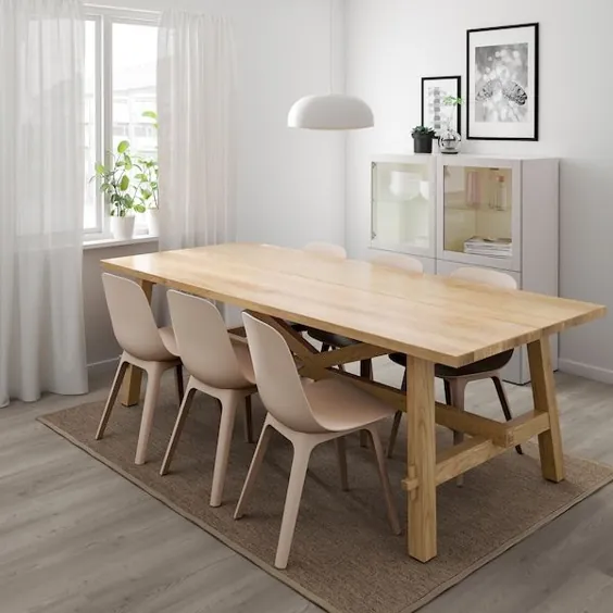 میز و 6 صندلی MÖCKELBY / ODGER ، بلوط ، سفید / بژ - IKEA