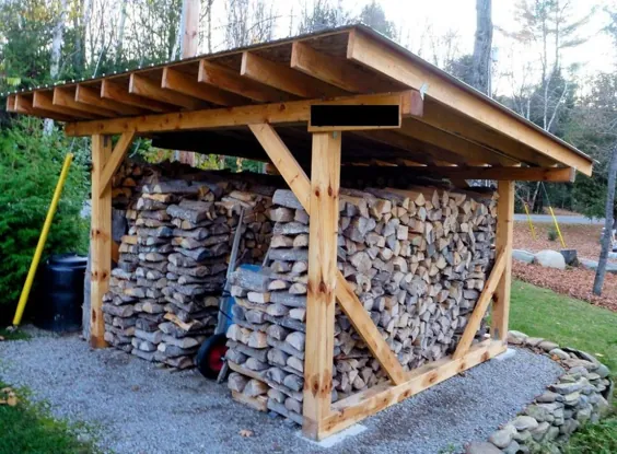 35 طرح DIY رایگان برای ریختن هیزم برای ذخیره سازی ایمن چوب