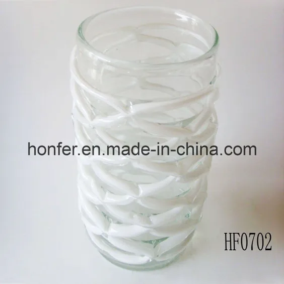 گلدان شیشه ای گرد و سفید (HF0702)