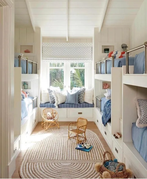 CHACHOU✨Interior Design✨Decor در اینستاگرام: «رنگهای ملایم روشن و آبی.  یک اتاق دو طبقه زیبا برای کوچولوها.  دوست خود را نشان کنید!  ؟  اعتبار:mali_azima.  .  .  .  .... "