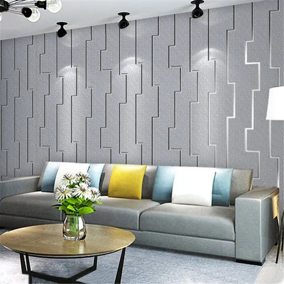 کاغذ دیواری راه راه سه بعدی برای دیوارها اتاق نشیمن مدرن تلویزیون بک گراند دکور دیوار اتاق خواب کاغذ دیواری