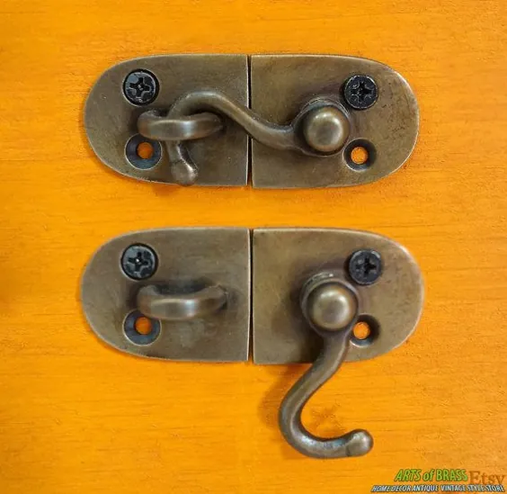 2.51 اینچ تعداد زیادی از 2 قطعه Door LATCH Joint Hook Antique |  اتسی
