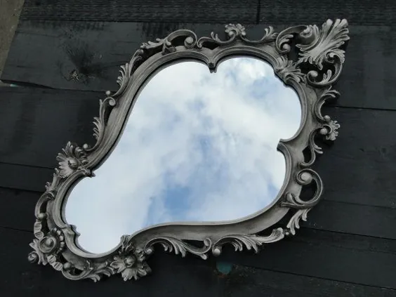 آینه دیواری آینه ای تزئینی فوق العاده بزرگ تزئینی نقره ای |  اتسی