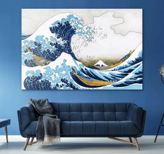 Katsushika Hokusai The Great Wave Of Kanagawa، The Great Wave Canvas، Great Wave off Kanagawa Painting، Kanagawa Classic، Great Wave Print