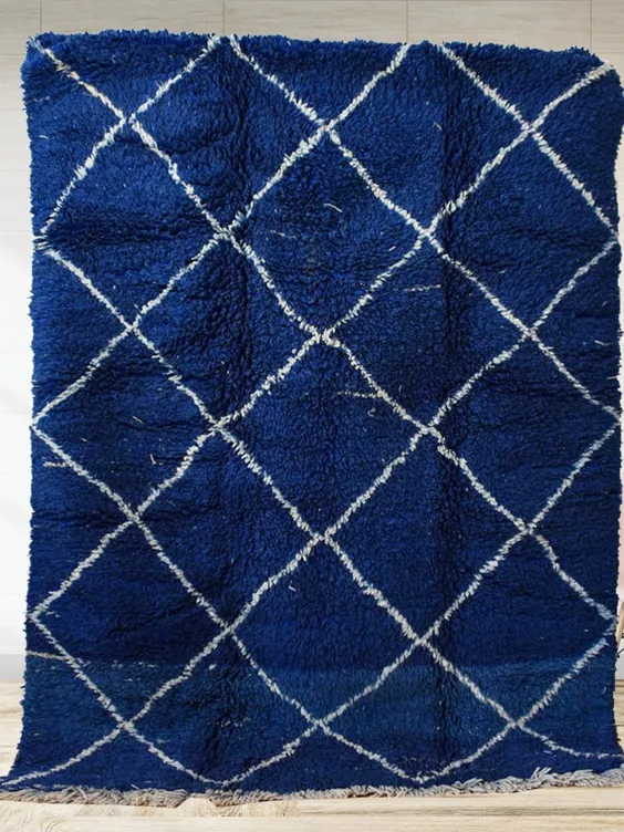 فرش Beni ourain فرش آبی مراکش فرش Berber اصل |  اتسی
