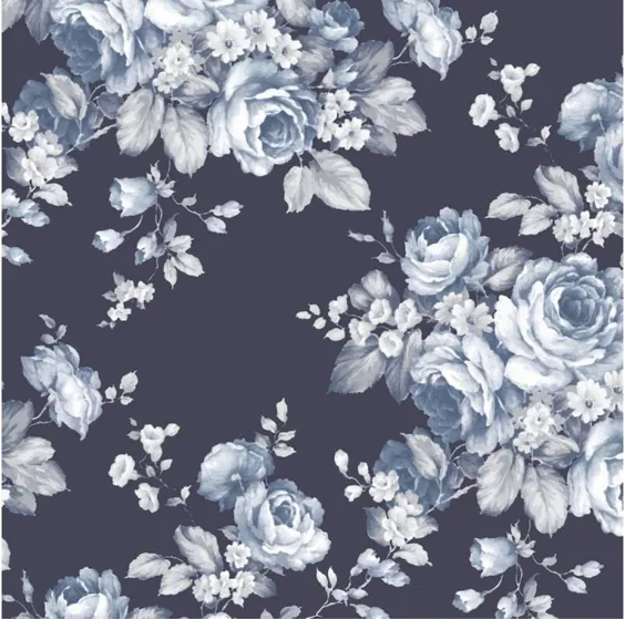 کاغذ دیواری عاشقانه گل جنوبی گل کلم آبی بزرگ |  اتسی