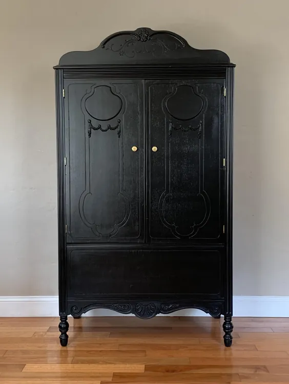 SAMPLE PIECE Restored Antique Black Armoire Cabinet |  اتسی
