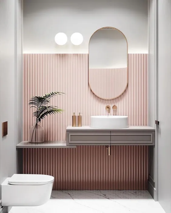 51 Rosa Badezimmer mit Tipps، Fotos und Zubehör، mit denen Sie Ihre dekorieren können - Badezimmer