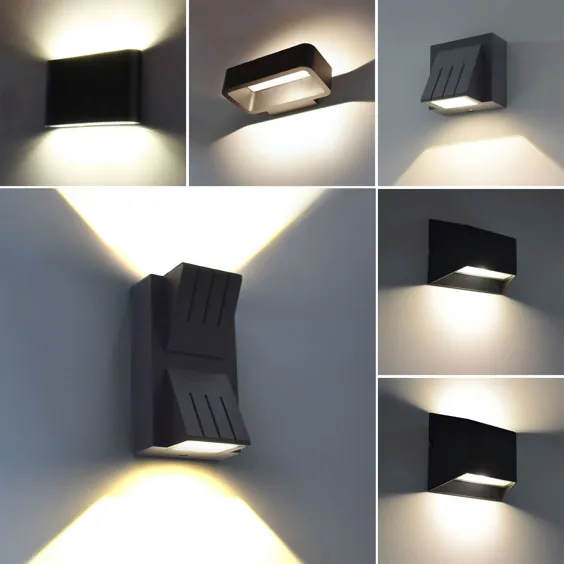 چراغ دیواری چراغ بیرونی LED مدرن چراغ بیرونی چراغ بیرونی چراغ لامپ بالا پایین سیاه |  eBay