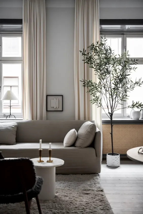 Apartamento nórdico با ترکیب ترکیب پذیر رنگهای خنثی و خنک کننده |  دلیکاتیسن