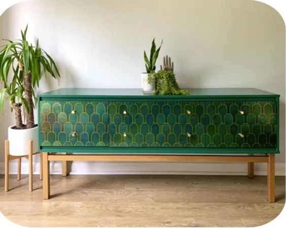 ساخته شده به سفارش: کوکتل تلویزیون Videal Teal Gold Sideboard | اتسی