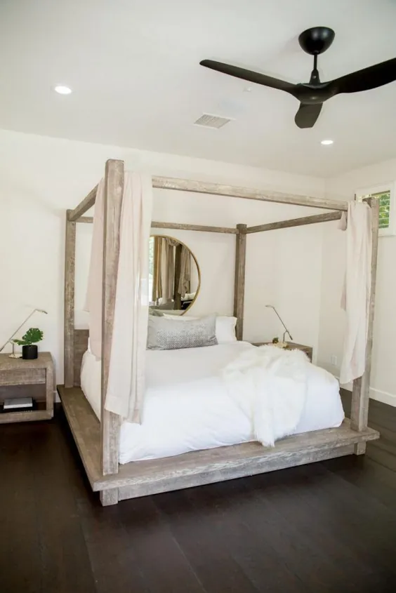 31 ایده و طراحی تخت خواب سایبان برای اتاق خواب شما - ایده های چوبی