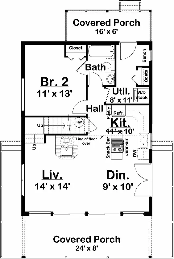 Cabin Style House Plan 80519 با 2 تخت ، 1 حمام