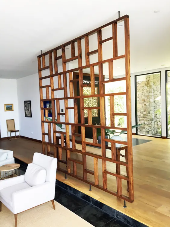 صفحه نمایش / تقسیم اتاق هندسی چوبی جامد