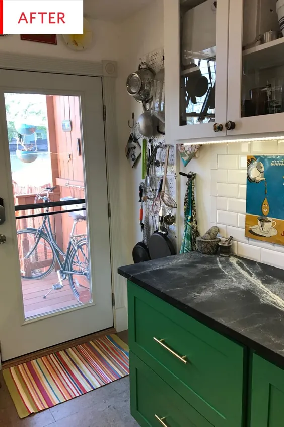 قبل و بعد: این آشپزخانه چوب گیلاس اکنون شورشی از رنگ و الگو است