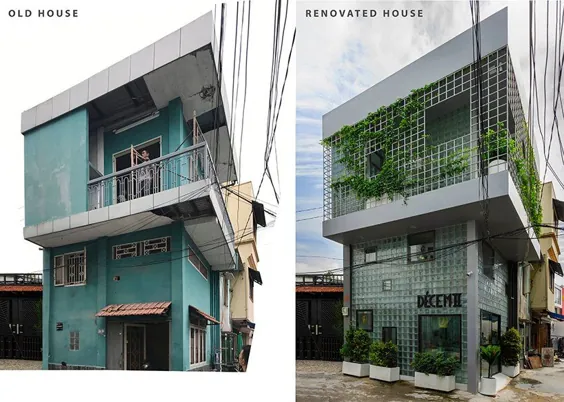 اتاق + طراحی و ساخت خانه کوچک در ویتنام با نمای بلوک شیشه ای را بازسازی می کند