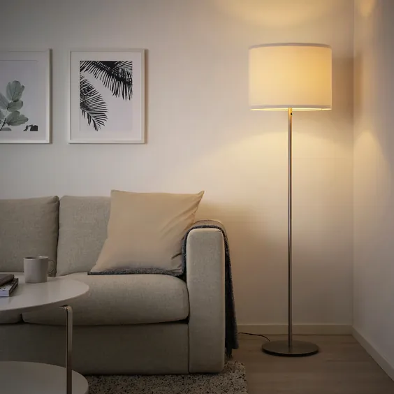 چراغ کف RINGSTA / SKAFTET با لامپ LED ، سفید ، روکش نیکل - IKEA