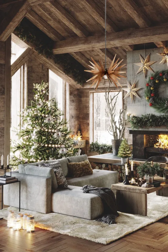 تزیینات کریسمس چراغ آویز چوبی ، لوستر سبک داخلی با کمترین حد ، لامپ اواسط قرن