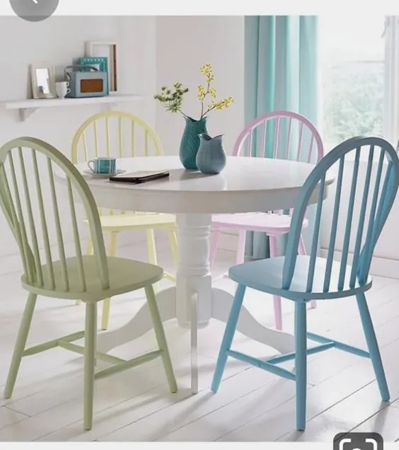 صندلی غذاخوری آشپزخانه ویندزور جامد چوبی کاملاً نقاشی شده کاملاً رنگ آمیزی شده با رنگهای فارو و توپی
