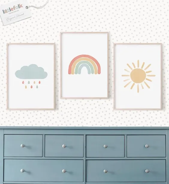 Rainbow Wall Art Rainbow Prints Set of 3 Rainbow Nursery | اتسی