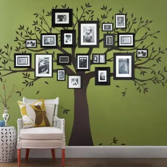 اشکال ساده درخت عکس برگشته درخت والد برگ درخت برگ عکس برای قاب عکس در قهوه ای بلوطی اندازه استاندارد-W5018-CH-STD - انبار خانه
