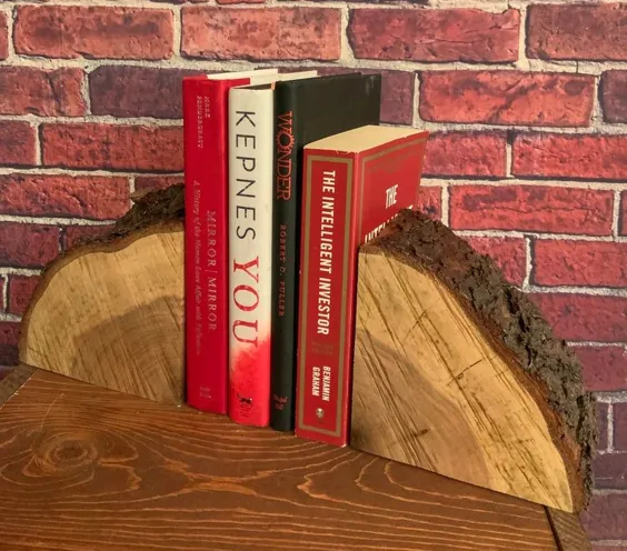 Bookends | Raw Edge Bookends | کتابهای سفارشی | دکوراسیون منزل روستایی | دکوراسیون روستایی | دکور دفتر | عاشق کتاب | مینیمالیستی | دوستدار طبیعت