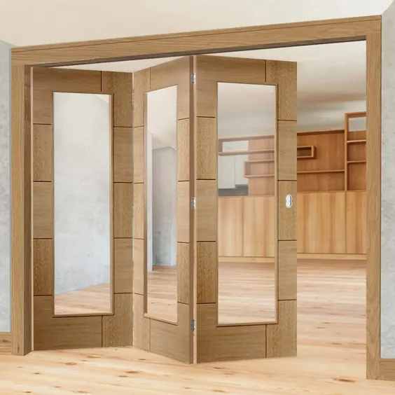 سفارشی Thrufold Ravenna Oak Glazed Folding 3 + 0 Door - Prefinished
