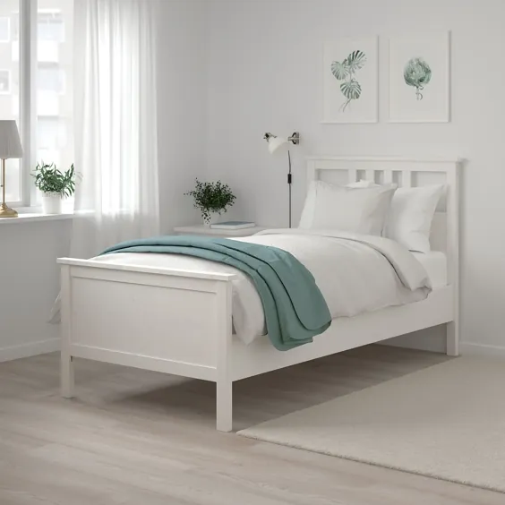 HEMNES قاب تخت ، لکه سفید ، دوقلو - IKEA