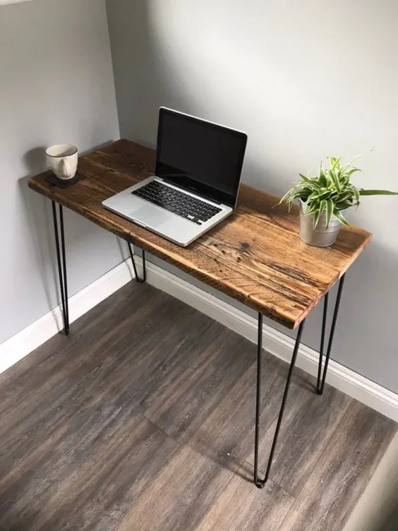 میز چوبی HAMPSHIRE-Modern Rustic Reclaimed با پایه های سنجاق فلزی.  برای خانه یا دفتر