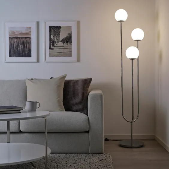 SIMRISHAMN چراغ طبقه با لامپ LED ، کروم ، شیشه عقیق - IKEA