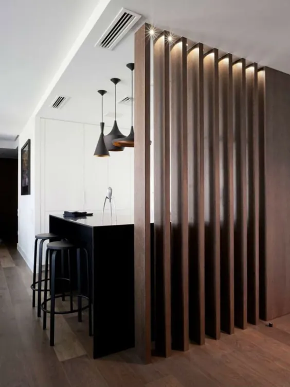 ایده های تقسیم اتاق - طراحی دیوار پارتیشن چوبی برای خانه