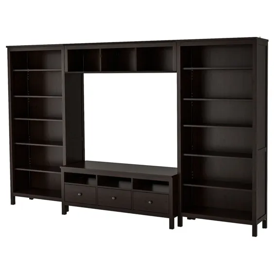 ترکیب ذخیره سازی تلویزیون HEMNES ، قهوه ای سیاه ، 128 3/8x77 1/2 "- IKEA