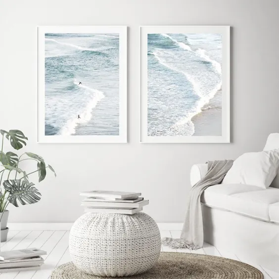 پوسترهای چشم انداز ساحلی ساحلی چاپ بزرگ موج آبی اقیانوس موج سواری دیوار هنر بوم نقاشی عکاسی عکس دفتر دکور خانه