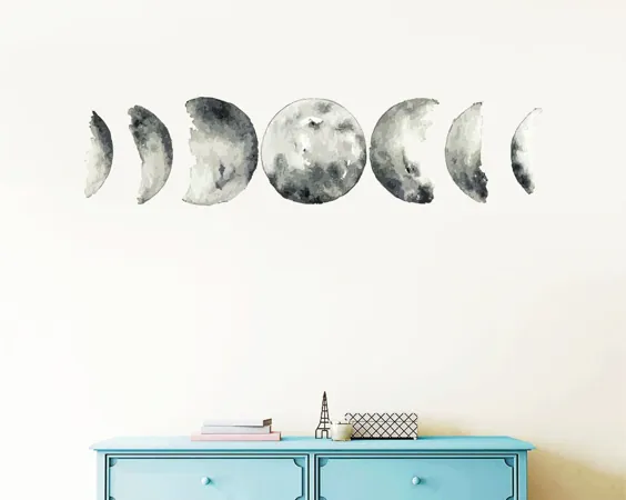فازهای ماه عکس برگردان دیواری فازهای ماه دکور ماه چند رنگ |  اتسی