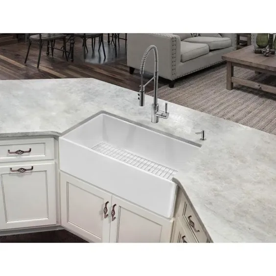 سینک ظرفشویی آشپزخانه Superior Sinks Front House Front 33-in x 18 in White Single Bowl Sink Lowes.com