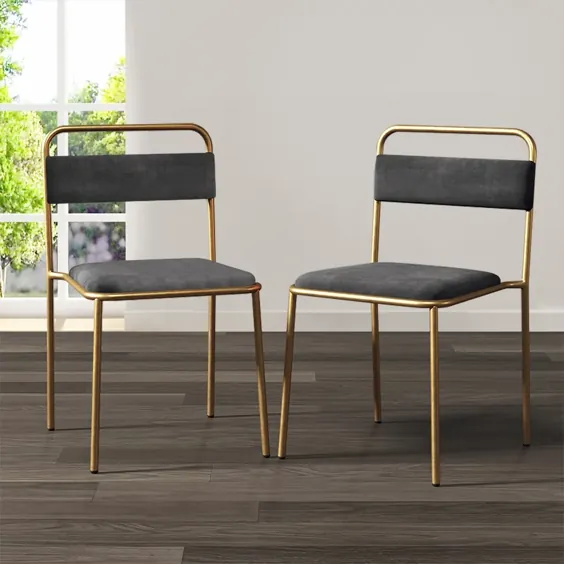 صندلی ناهار خوری مدرن و روفرشی سبز مجموعه صندلی دینگینگ بدون آرم 2 طلایی