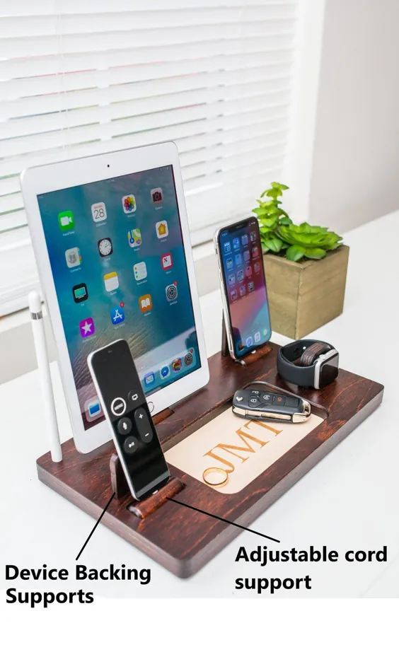 Mens Wood iPhone Charging Station iPhone X 8 iPad pro Apple |  اتسی