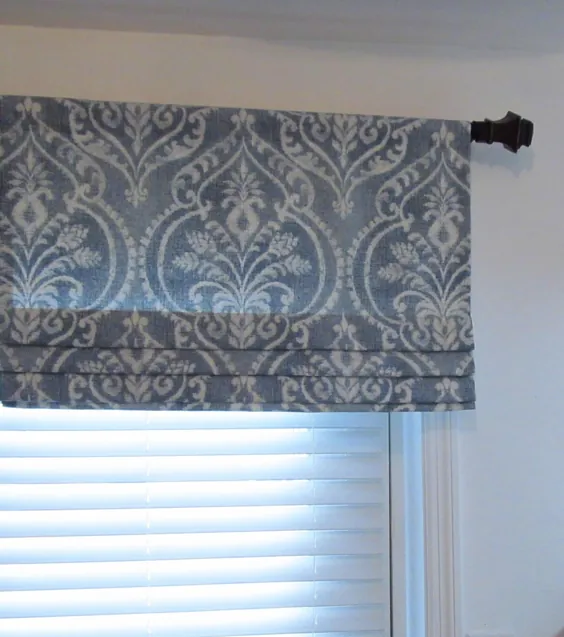 Blue Faux Roman Shade / Lined Mock Valance / Fake Roman Shades / | اتسی