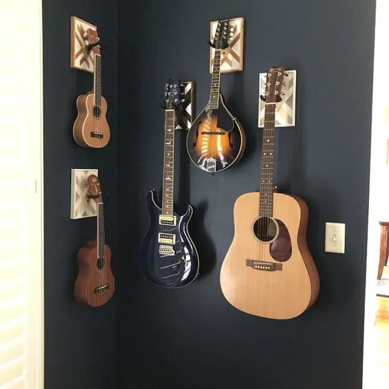 دیوار نصب گیتار مدرن - پایه گیتار گردو - آویز گیتار - هدایا برای شوهر - قلاب گیتار - پایه گیتار - هدایا برای نوازندگان