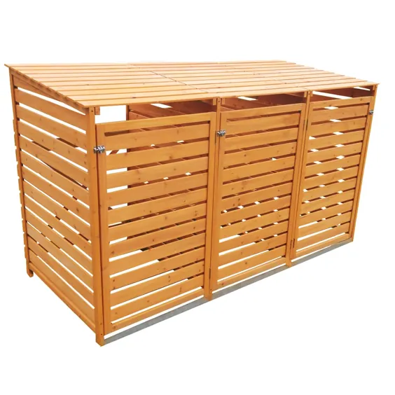 صفحه بیرونی WHEELIE BIN STORAGE DOUBLE and TRIPLE SHED WOODEN DUSTBIN RUBBISH