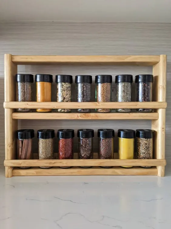 Countertop Spice Rack قفسه چوبی سازمان آشپزخانه |  اتسی
