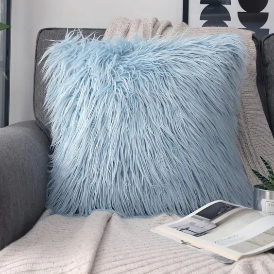 بالش تزئینی پرتابی تزئینی سری خز مصنوعی Merino Style Faux، 18 "x 18"، آبی روشن، 1 بسته - Walmart.com