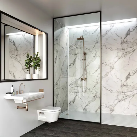 زبان چند منظوره Linda Barker Calacatta Marble Hydro-Lock & Groove دیوار حمام