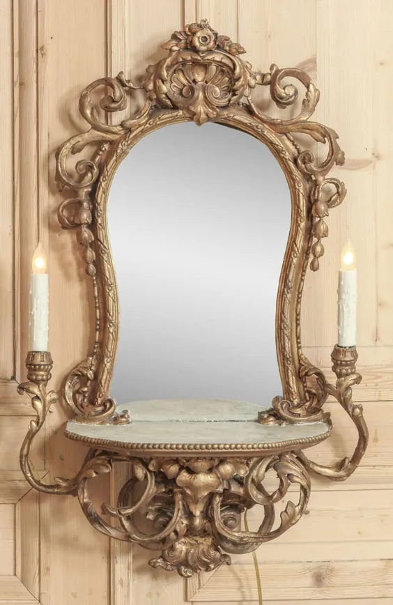 آینه غرور روشن Rococo ایتالیایی