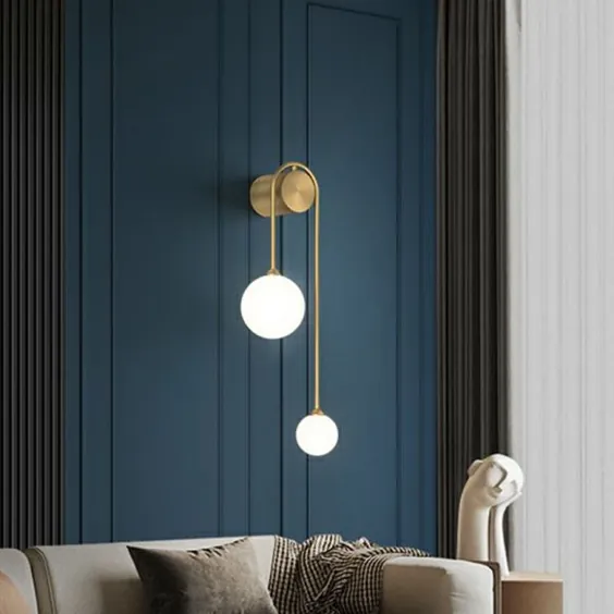 طراح روشنایی دیواری توپی 2 شیشه ای اپال شیشه ای برای لامپ های دیواری اتاق نشیمن