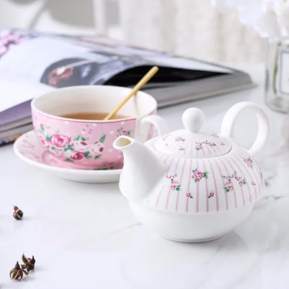 27.35 دلار 24 OFF تخفیف US $ | MALACASA 4 Piece Tea for One Set Porcelain China Ceramic with Teapot، Cup and Saucer Portable Office Personal Travel Tea Tea | قوری ها | - AliExpress