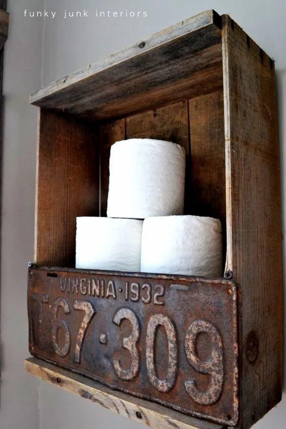 این جعبه نگهدارنده کاغذ توالت صنعتی را به راحتی تهیه کنید - Funky Junk Interiors